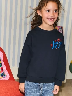 marine - Sweat-shirt graphique oversize à col rond Eleanor Bowmer