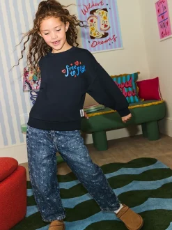 marine - Sweat-shirt graphique oversize à col rond Eleanor Bowmer