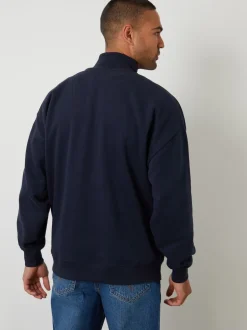 marine - Sweat-shirt Threadbare décontracté à demi-fermeture éclair