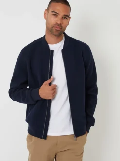 marine - Threadbare bomber brossé en fausse laine