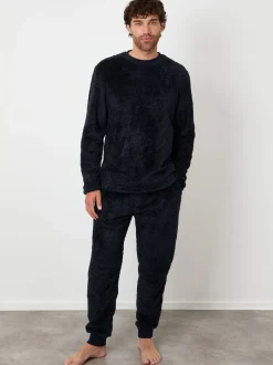 marine - Threadbare Ensemble de vêtements d'intérieur bicolore Borg