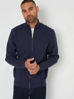 marine - Threadbare Sweat-shirt zippé à quart de tour