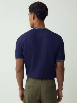 marine - T-shirt Coupe classique à liserés 100% Coton