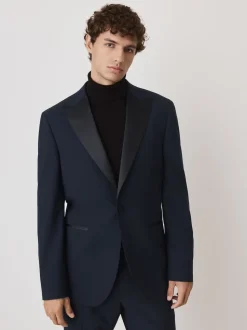 marine - Veste de costume de smoking Motionflex en laine Blend habillé