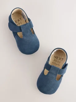 Marine Suede - Leather Bébé T-Bar Chaussures (0-24mths)