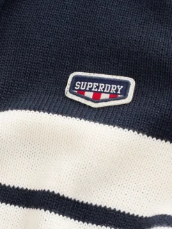 Marine/Blanc - Pull Superdry en maille