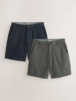 Marine/Charbon - Ajustement lâche - Short chino extensible 2 Pack