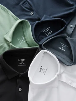 Marine/Noir/Gris/Blanc/Vert sauge Vert - Slim Fit (Slim Fit) - Polo en jersey Manches courtes 5 Pack