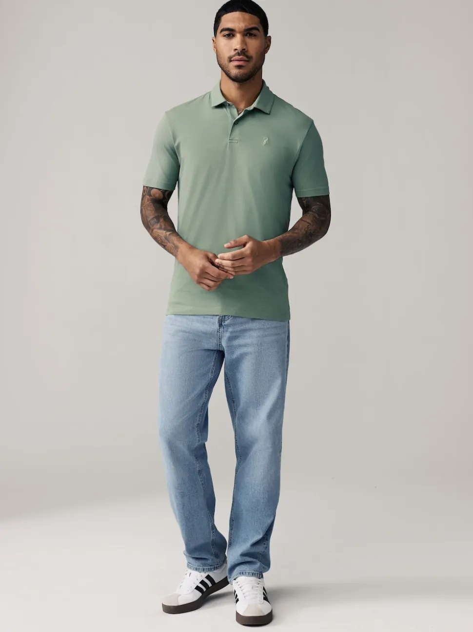 Marine/Noir/Gris/Blanc/Vert sauge Vert - Slim Fit (Slim Fit) - Polo en jersey Manches courtes 5 Pack