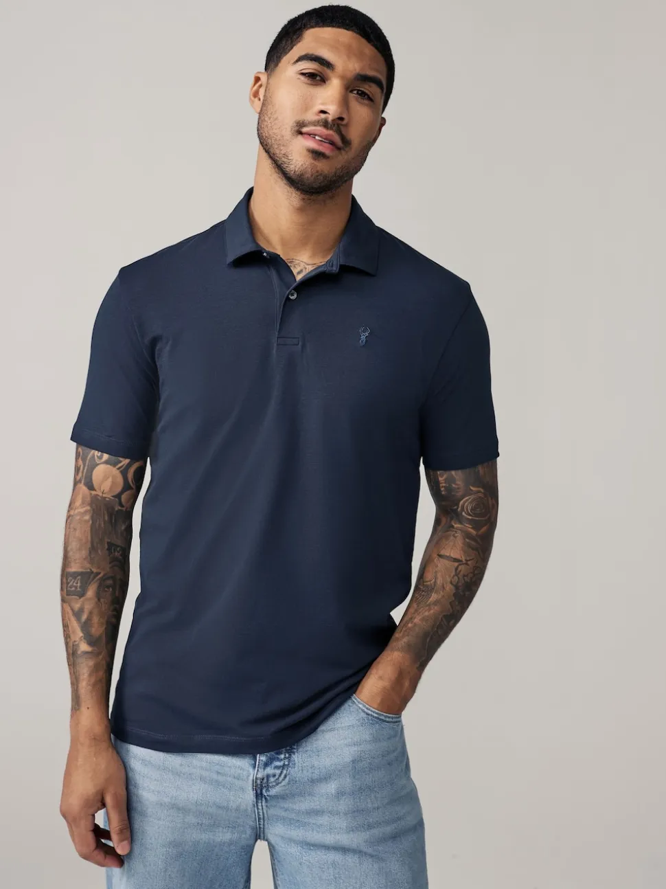 Marine/Noir/Gris/Blanc/Vert sauge Vert - Slim Fit (Slim Fit) - Polo en jersey Manches courtes 5 Pack