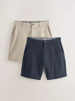 Marine/Pierre - Ajustement lâche - Short chino extensible 2 Pack