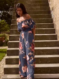 Marine/Rose - Combinaison à épaules dénudées