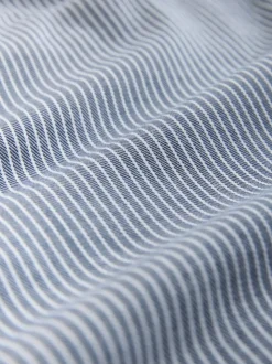 Marine/White Stripe - Chemise raccourcie décontractée à manches longues avec broderie de poche