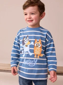 Marine/White Stripe - T-shirt Bluey à manches longues (6mois-8ans)