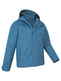 Marl bleu - Mountain Warehouse Mens Fell 3-In-1 Veste résistante à l'eau