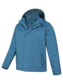 Marl bleu - Mountain Warehouse Mens Fell 3-In-1 Veste résistante à l'eau