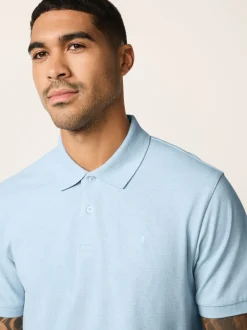 Marl bleu clair - Ajustement régulier - Polo Manches courtes Pique