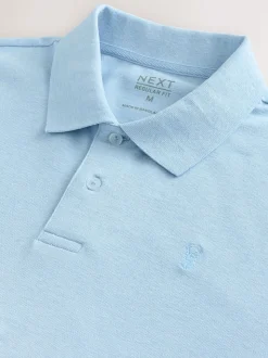 Marl bleu clair - Ajustement régulier - Polo Manches courtes Pique