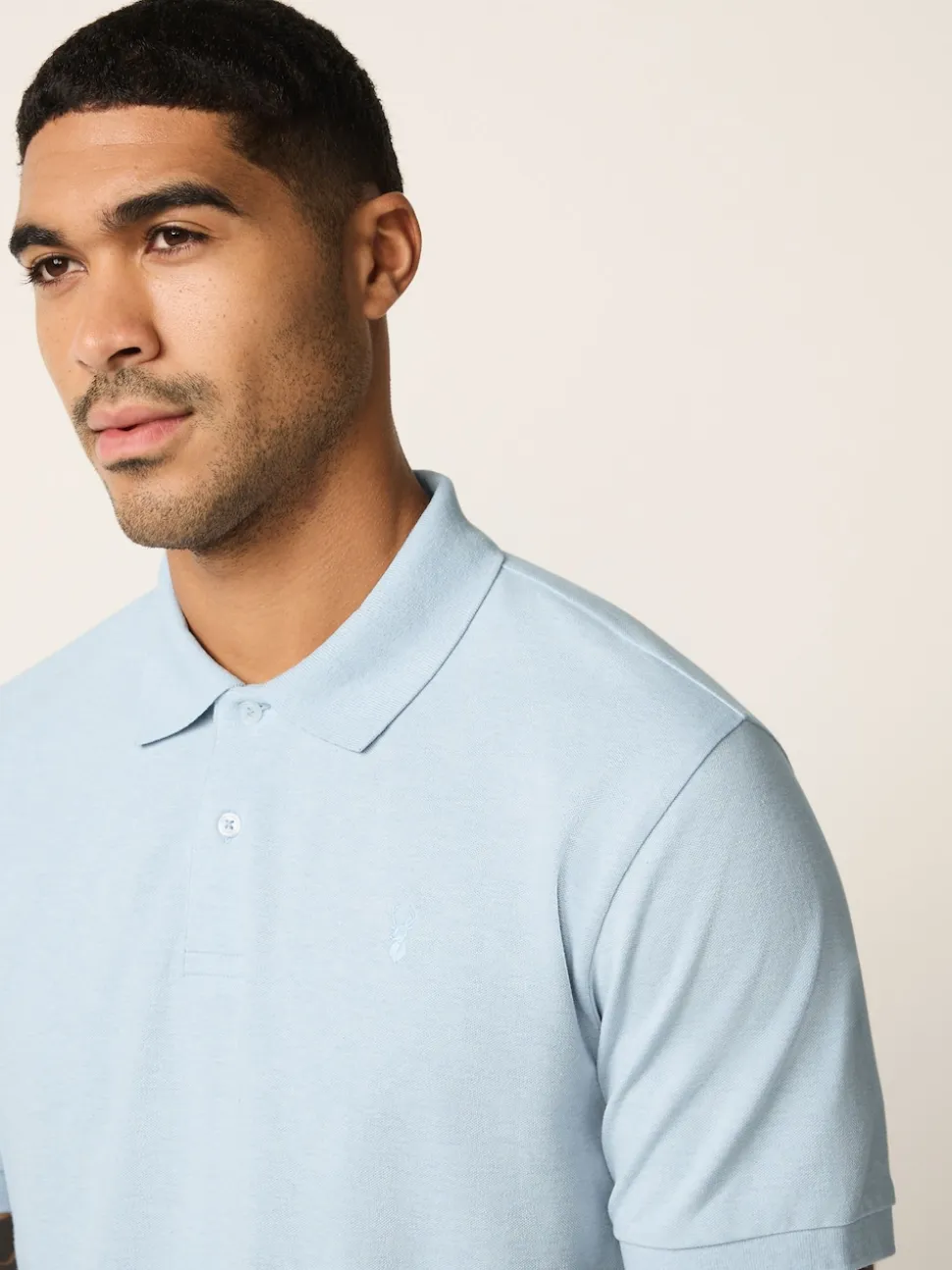 Marl bleu clair - Slim Fit (Slim Fit) - Polo Manches courtes Pique