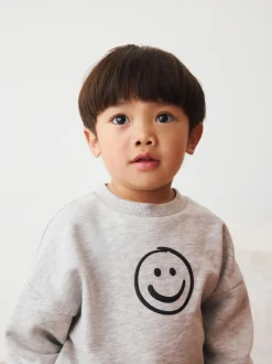 Marl gris - Ensemble sweat et Joggings imprimé à Col rond (3mois-7ans)