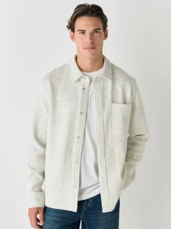 Marl gris - Veste-chemise à bouton-chemise à texture linéaire