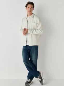 Marl gris - Veste-chemise à bouton-chemise à texture linéaire