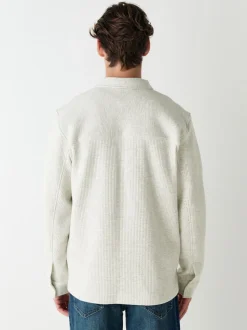 Marl gris - Veste-chemise à bouton-chemise à texture linéaire