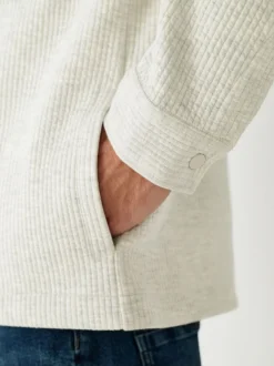 Marl gris - Veste-chemise à bouton-chemise à texture linéaire