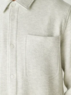 Marl gris - Veste-chemise à bouton-chemise à texture linéaire