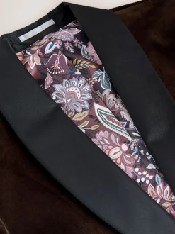 Marron - Ajustement régulier - Blazer Signature Pontoglio en velours italien avec revers châle