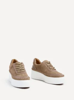 Marron - Baskets Linzi Harlem à plateforme en similicuir