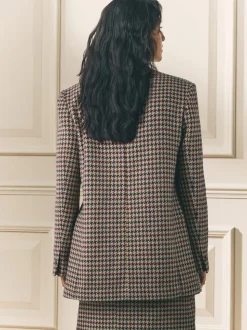 Marron - Blazer Laura Ashley Heritage Dogtooth à carreaux en laine