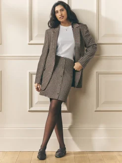 Marron - Blazer Laura Ashley Heritage Dogtooth à carreaux en laine
