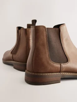 Marron - Bottes Chelsea en cuir cireux