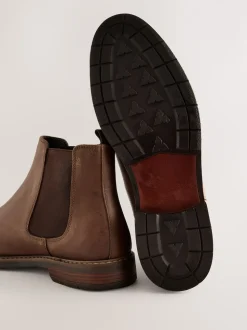 Marron - Bottes Chelsea en cuir cireux