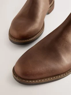 Marron - Bottes Chelsea en cuir cireux