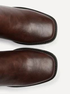 Marron - Bottes hautes Linzi Reason à talons carrés avec panneau extensible dans le dos