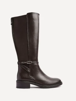 Marron - Bottes Linzi Power hautes avec panneau latéral extensible et détail de boucle