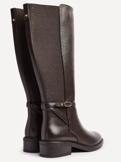 Marron - Bottes Linzi Power hautes avec panneau latéral extensible et détail de boucle