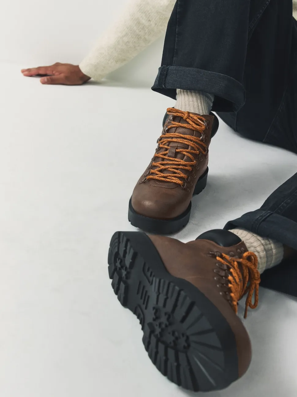 Marron - Bottines de randonnée en cuir