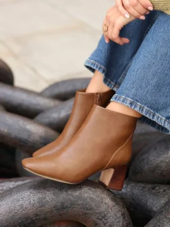 Marron - Bottines Linzi Cove Comfort à talons carrés