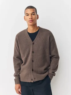 Marron - Cardigan douillet décontracté en laine