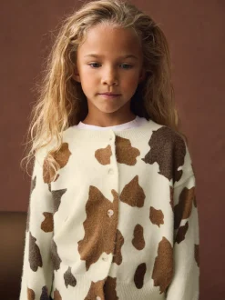 Marron - Cardigan imprimé vache (3-16ans)
