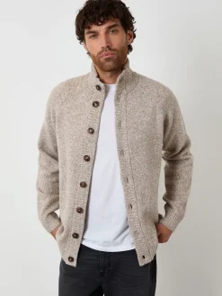 Marron - Cardigan Threadbare en maille boutonné à Col cheminée