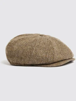 Marron - Casquette MOSS Harris en tweed à chevrons Baker Boy