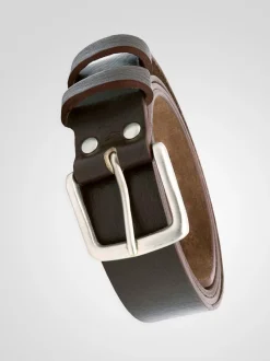 Marron - Ceinture D555 Gavin en Cuir véritable fabriqué à la main 3.7 Largeur cm
