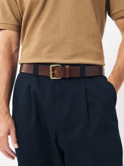 Marron - Ceinture décontractée en cuir avec boucle à rouleau