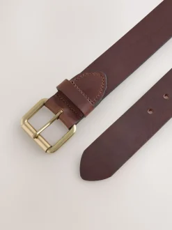 Marron - Ceinture décontractée en cuir avec boucle à rouleau