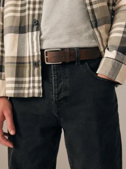 Marron - Ceintures en cuir bruni