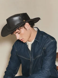 Marron - Chapeau de cow-boy en cuir